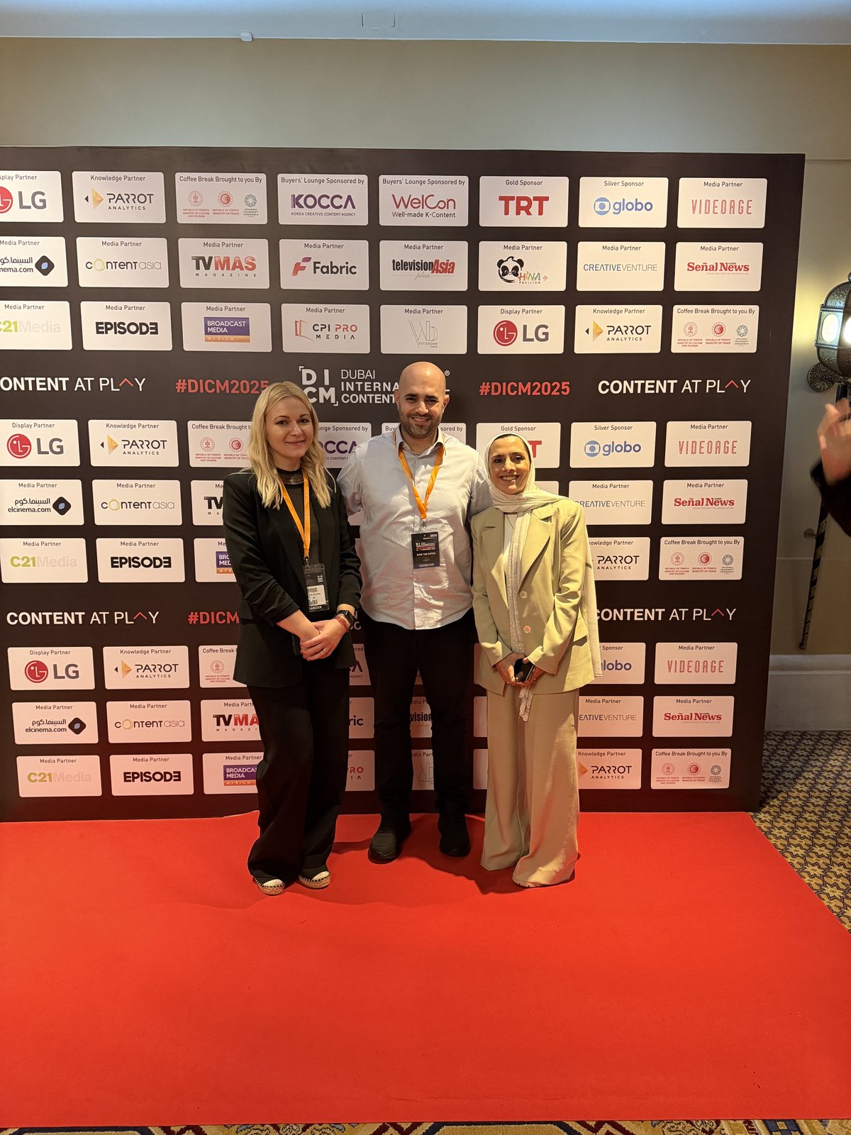 At the DICM 2025 media wall, Madinat Jumeirah, Dubai