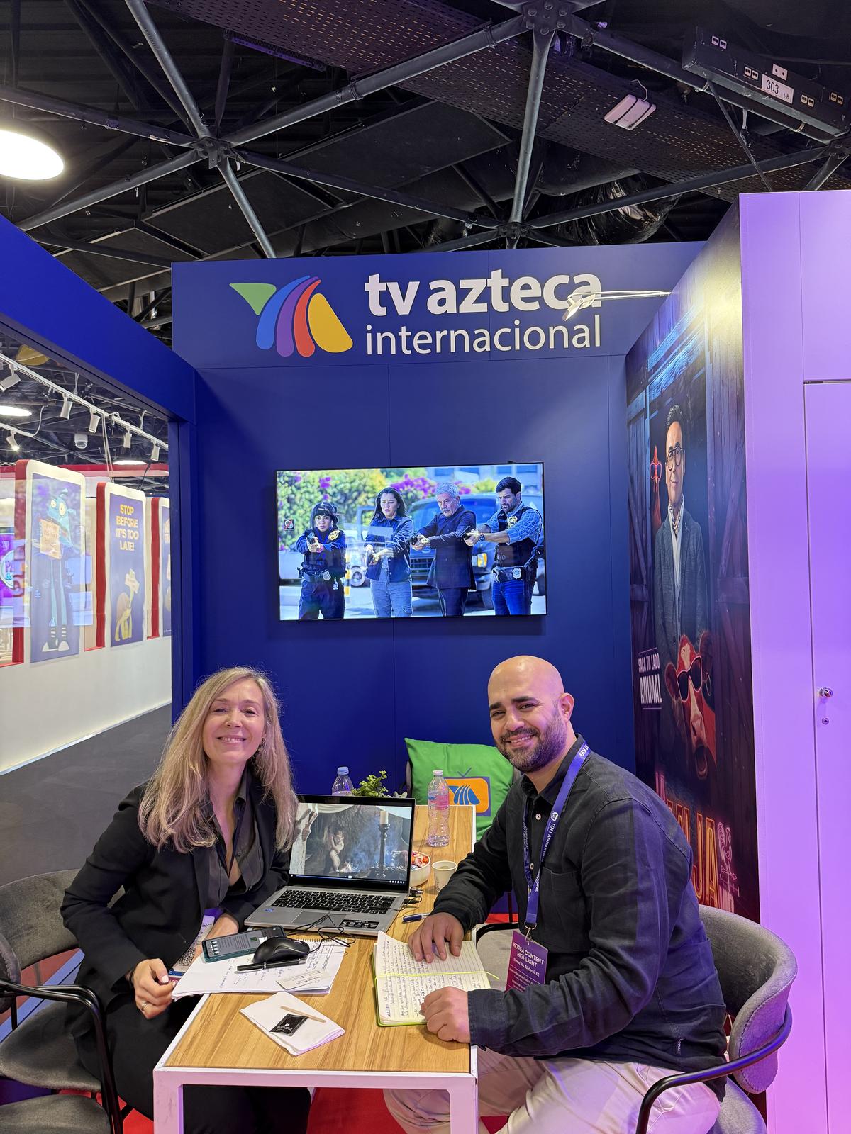 Hassan Krayem at the TV Azteca Internacional stand, MIPCOM 2025